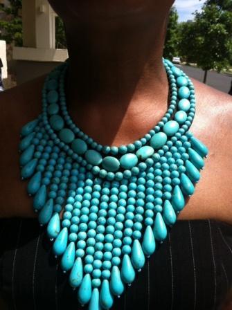 Natural Stone Turquoise Color Bib Necklace | Detailed necklace, Necklace  sizes, Evening jewelry